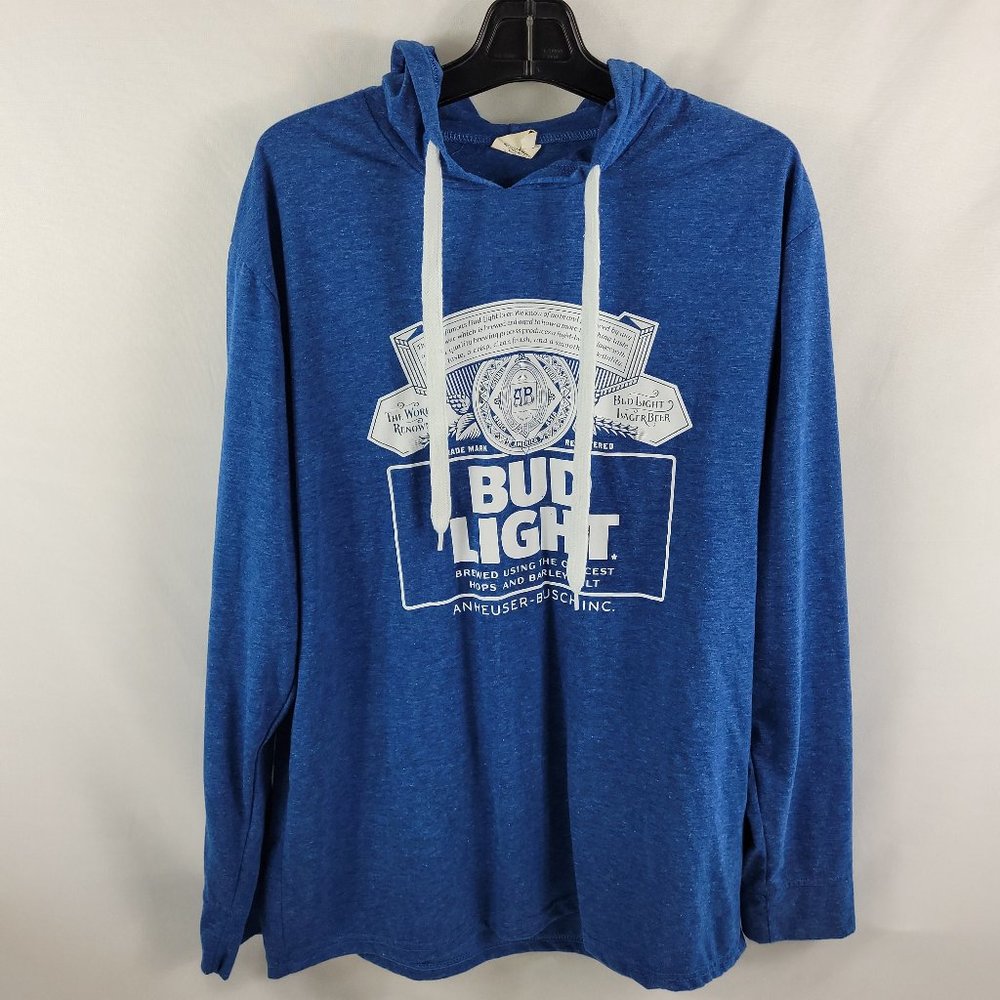 Bud Light Hooded Pullover Long Sleeve Shirt Men's size XL